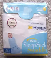 Halo Sleep Sack Swaddle Size NB to 3 Months Cream Fleece New with Hospital Name