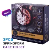 3Pcs Spring Form Round Cake Tin Set Non Stick Loose Base Pan Baking Tray