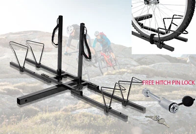 Double Bike Bicycle Hitch Mount Adjustable Platform Bikes Rack Carrier /PinLock