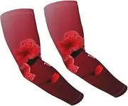 [FHEDVBN] Red Cherry Blossom Arm Sleeves Compression Arm Covers for Men Women Outdoor Sun Sleeves Cooling Sports Sleeve, Black