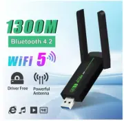 USB 3.0 WiFi Adapter 1300Mbps Network Card Dual Band 2.4G/5GHz Bluetooth 4.2