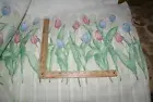 Tulip Borders with Picket Fence Poly/Cotton Fabric Fast Shipping Craft Sewing