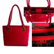 OROTON Tote Bag Shoulder Handbag Large Stencil Red Leather Jacquard NWT Dustbag