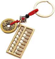 [KBQLXPKJW] 黄铜朱砂葫芦算盘钥匙扣挂件 Key chain pendant 五帝钱黄金万两活动算盘钥匙手机挂件挂饰/408