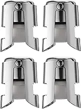 Champagne Stopper 4 Pack Stainless Steel Champagne Save with Food Grade Silicone，Leak-Proof Bubble Retaining Saver，Suitable for Champagne Prosecco Cava and Sparkling (Silver)