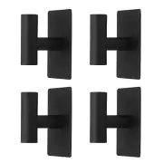 4pcs Self Adhesive Hooks Stainless Steel Shower Robe Towel Wall Hooks, Black