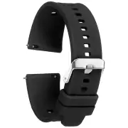 Silicone Watch Band 22mm Quick Release Flexible Soft Watch Strap, Black