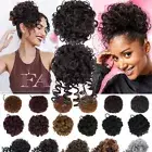 Afro Puff Drawstring Ponytail Kinky Curly Bun + Bangs Hair Extension Chignon US