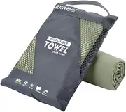 Rainleaf Microfiber Towel Perfect Travel & Sports &Camping Towel.Fast Drying - Super Absorbent - Ultra Compact,Army Green,24 X 48 Inches