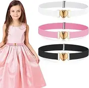 [Halinuia] 3 Piece Elastic Girls Belt with Buckle for Toddlers, Adjustable Elastic Belts for Girls and Boys Back to School, multicoloured, Small
