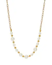 Ajoa by Nadri Imitation Pearl Statement Necklace in 18K Gold Plated, 16-18