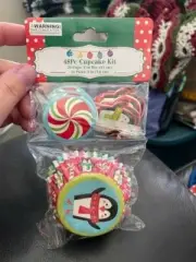 Regent 48Pc Cupcake Kit Penguin Christmas Baking Cups & Toppers New!