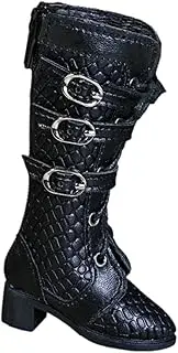 Perfeclan 1/4 BJD Doll Shoes High Heeled Female Black 18 inch with Lacing and Strap 1/4 Sacle Stylish Cool Pointed Toe PU Leather Boots