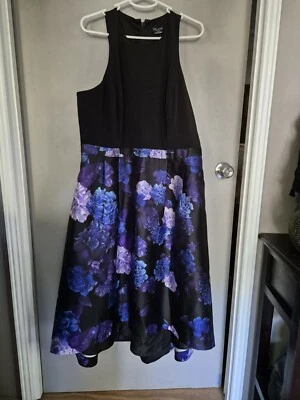 City Chic Medium Dress Midnight Hi Lo Plus Size 18 Hydrangea
