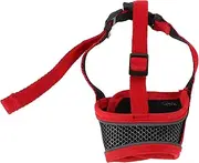 Kisangel Breathable Dog Muzzle Anti-bite: Anti-bark and Chew-Resistant Pet Mouth Cover with Adjustable Strap for Small Dogs Grooming and Outdoor Activities Use M Red