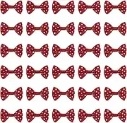 sourcing map 100 Pcs Red White Dot Polka Dot Ribbon Bow Ties 1.5" x 1" Mini Bowknot for Crafting Little Satin Bows Bulk for DIY Sewing Scrapbooking Wedding Gift Present Home Decoration