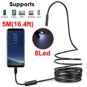 8 LED HD Snake Endoscope Borescope Inspection Camera for USB Type C Android PC