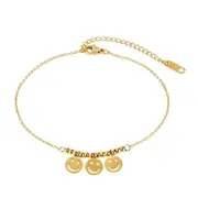 Steel Gold Smiley Face Anklet