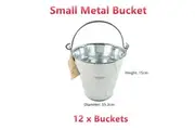12 x Small 15cm Metal Galvanize Water Bucket Pot Cleaning Pail Handle Ice Container