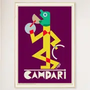 Galrie Campari Viola Vintage Advertising Poster by Fortunato Depero (1928) Classic Art, Wood Frame, A1 60 x 84cm (23 x 33inch)