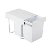 2 X Pull Out Kitchen Bin Twin Under Bench Sink Dual Waste Basket 20L 48x34x42cm
