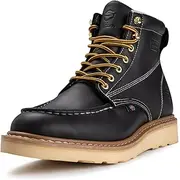 [SUREWAY] Mens Wedge Moc Toe Work Boots for Men-Walking on Clouds Design,Durable,Comfortable,Goodyear,Lightweight Top-Quality Steel Toe Waterproof Work Boots/Shoes for Men/Women,Superior Slip Resistant,Construction Boots,EH,botas de trabajo para hombre