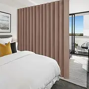 Hiasan Privacy Room Divider Patio Sliding Door Curtain Extra Wide Blackout Thermal Insulated Curtains with Back Tab & Rod Pocket for Bedroom Partition Living Room (120 x 84 Inches, Khaki)
