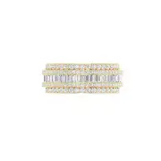 2.02 ct Round & Baguette Moissanite 14k Gold Plated Mens 5 Row Ring Band