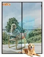 MAGZO Magnetic Screen Door Fit Door Size 72 x 96 Inch, Screen Size 74" x 97" Strong Magnet French Door Screen, Heavy Duty Fiberglass Door Mesh with Hook & Loop for Sliding Door, Gray