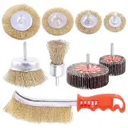 Glarks 9Pcs Wire Wheel Brush Set, Brass Coated Wire Brush Wheel Cup Brush wit...