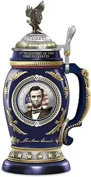 Bradford Exchange President Abraham Lincoln Heirloom Porcelain Stein New