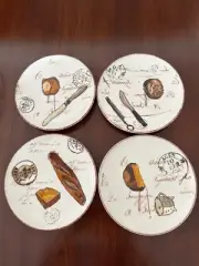 WILLIAMS SONOMA FRENCH CAFE FROMAGE CHEESE PLATE SET of 4 PORTUGAL NEW