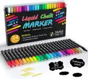 Chalk Markers, 24 Vibrant Colors Liquid Chalk Markers Pens Chalkboards, Windows,