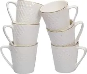 E-EZRA GoldenLine Premier Fine Tableware Bone China Tea Cups/Coffee Mugs Set of 6 for Home/Office/Gifts ,160 ml