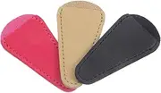 Gatuida 3Pcs Hair Scissors Cover Portable Leather Case for Hairdressing Tools Stylish Black Rosy and Beige Colors Scissors Eyebrow Clippers and Nail Clippers