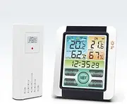 Digital Weather Station, Indoor Outdoor Thermometer, Barometer, Hygrometer, Alarm Clock, Temperature Monitor, Snooze Function, 100m Reception Range