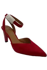 Franco Sarto Womens Santi Suede Pointed Toe Heels Cherry