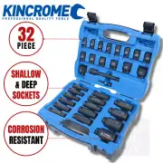 32pcs 1/2" Impact Socket Set Metric Garage Workshop Tools Driver Extension Bar