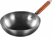 Iron Wok Traditional Handmade Iron Wok Pan Non-Stick Pan Non-Coating Induction and Gas Cooker Cookware