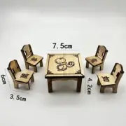 5PC Doll House Miniatures 1/12 Scale Furniture Retro Dining Table Stools Store
