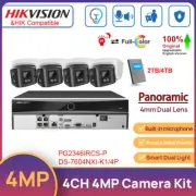Hikvision 4CH CCTV System 4MP Dual Light Panoramic ColorVu+IR Camera Dual Lens