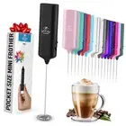 Powerful Milk Frother Wand - Mini & Mighty Handheld Drink Mixer Midnight Black