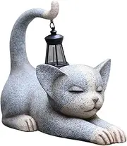 Solar Powered Cat Statue, Solar Cat Garden Ornament, Outdoor Solar Cat Figurine, Solar Garden Statue Lights, Solar Garden Decor Cat Figurine Solar Garden Statue for Yard Patio Lawn Porch, Garden