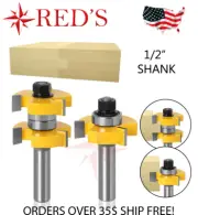 Y76325-8 REDS 1-1/2" MAX STOCK Tongue & Groove Router Bit Set 1/2 Shank