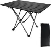 Lightweight Camping Table with Aluminum Table Top, Folding Side Table, Black Table Perfect for Outdoor Camping Cooking BBQ Hiking Fishing Picnic Beaching (1.4 KG, 40 * 35 * 29 CM)