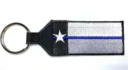 Thin Blue Line Texas Flag Key Chain Key Tag, Military veteran