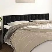 Upholstered Headboards for Bed, Adjustable Height, Soft Velvet Fabric, Black, 80 cm, 2 Pcs, Wall Mountable