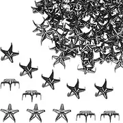 uxcell 150PCS 12mm Metal Star Studs Claw Small 5-Claw Black Hand Pressed Punk Beads Nailheads Rivets Spike Cap Nail Head for DIY Leather Clothing Bag Shoes