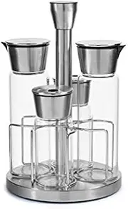 4 Pieces Borosilicate Glass Oil Pot with Stainless Steel caps with Stand cp