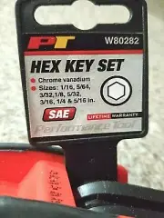 New Performance Tool Hex Key Set W80282 8 piece SAE Lifetime Warranty